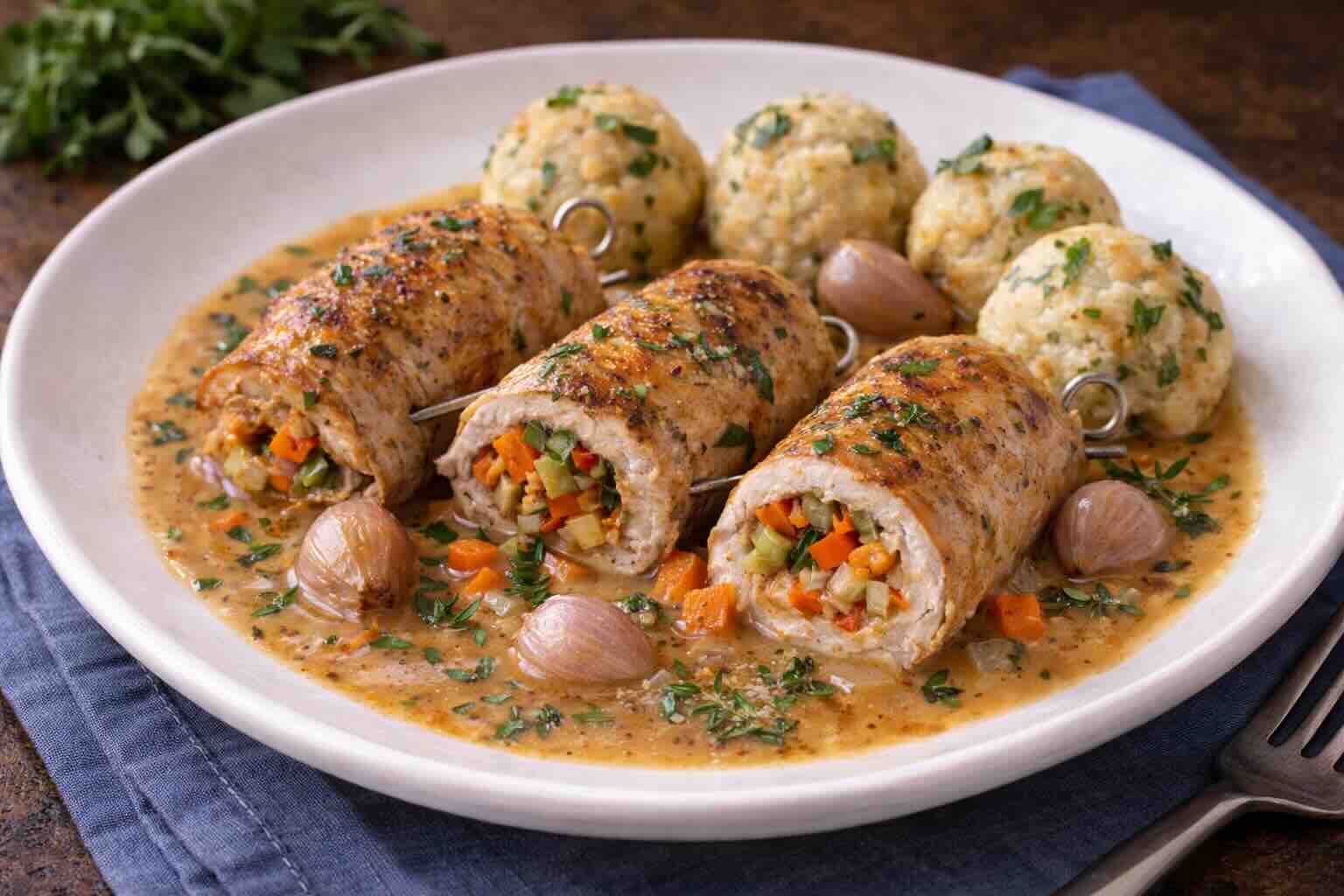 Putenrouladen in Senfsahne