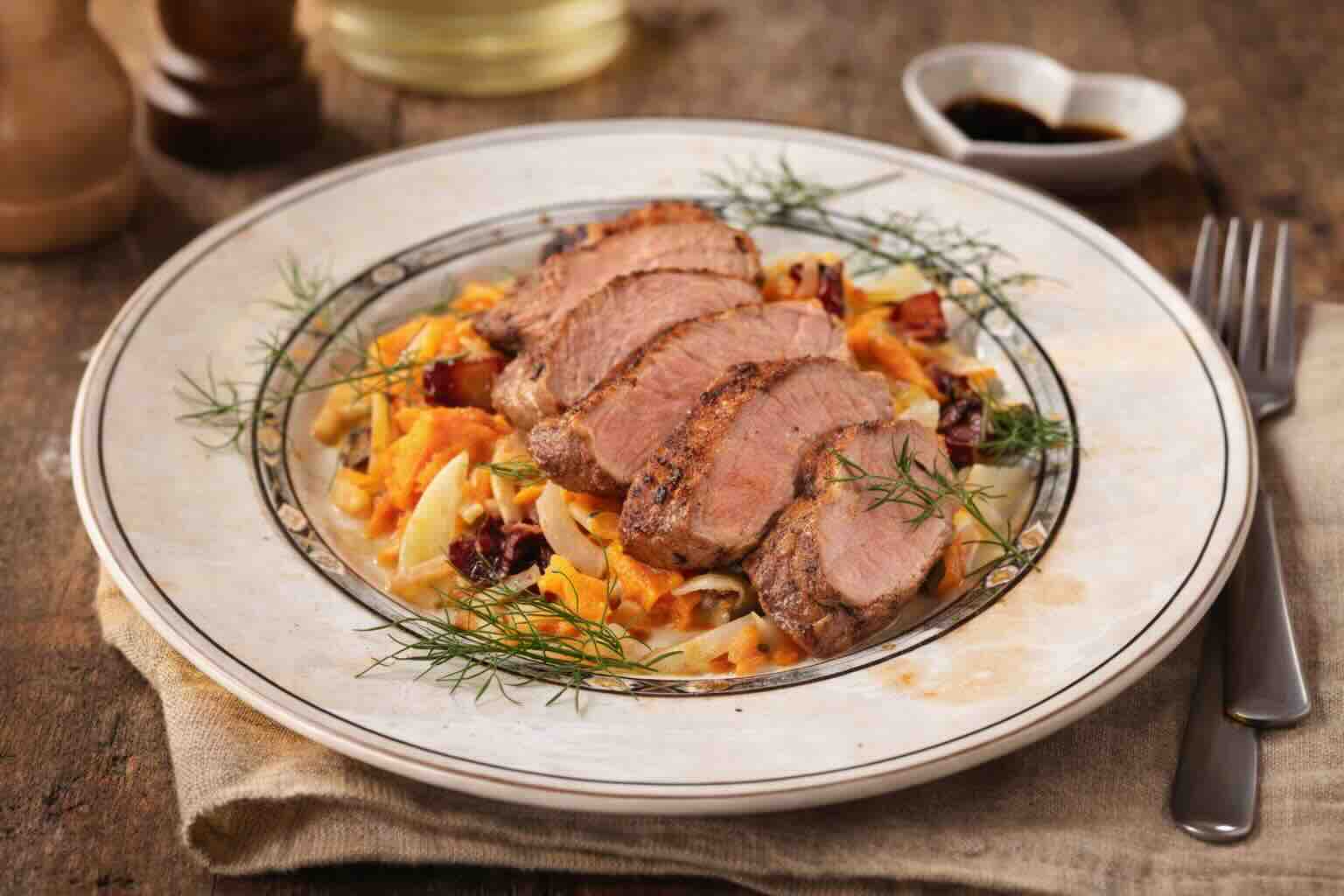 Schweinefilet mit Fenchel-Karottengemüse